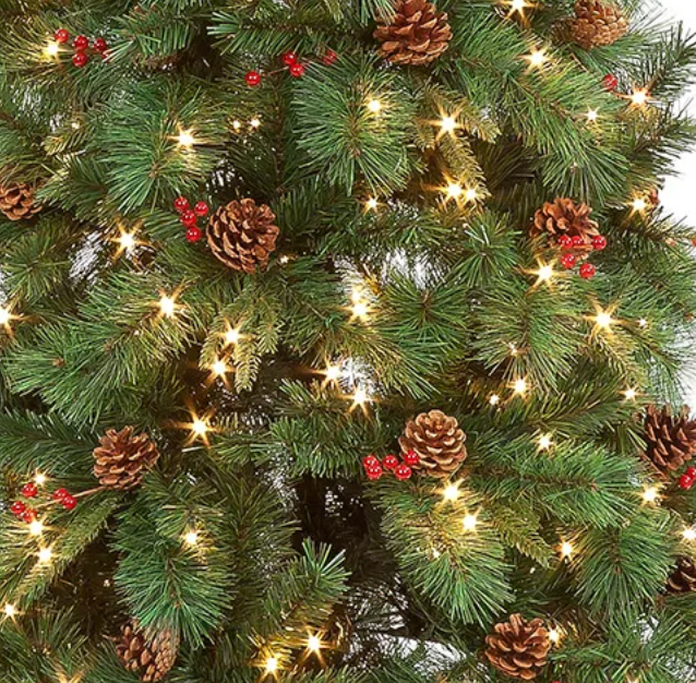 Pre-Lit 7ft Cranberry Pine Christmas Tree with 350 Warm White LEDs