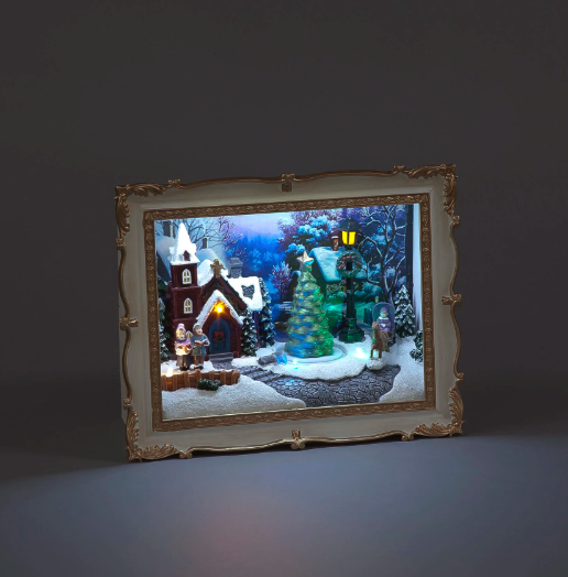 Battery Operated 20cm LED Frame Scene with Moving Tree & Music