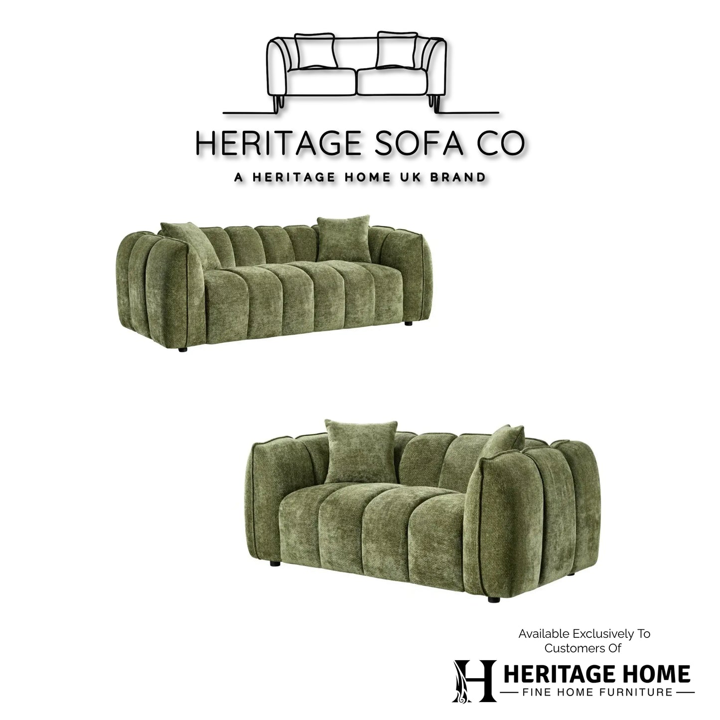 The Venetian Sofa Set In Olive Green