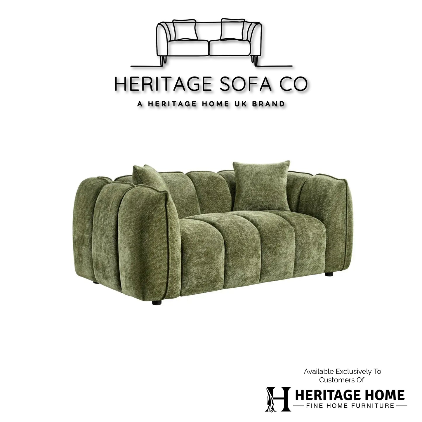 The Venetian 2 Seater Sofa In Olive Green