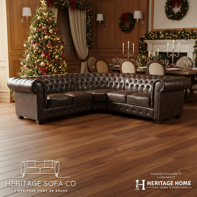 The_Lancaster_Chesterfield_Large_Corner_In_Antique_Brown By The Heritage Sofa Company At Heritage Home UK