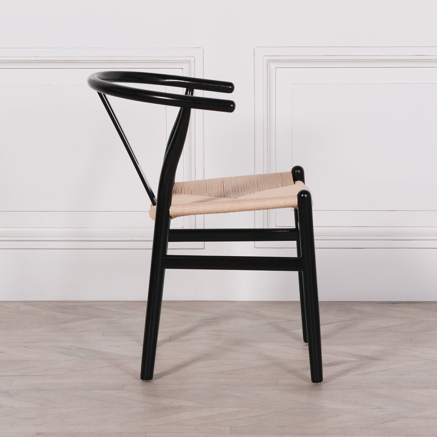 Black Wooden Round Column Dining Table With 4 Chairs