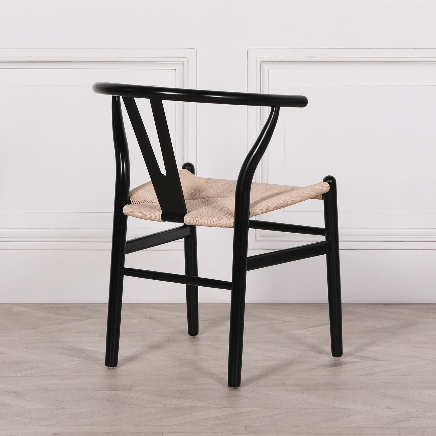 Black Wooden Round Column Dining Table With 4 Chairs