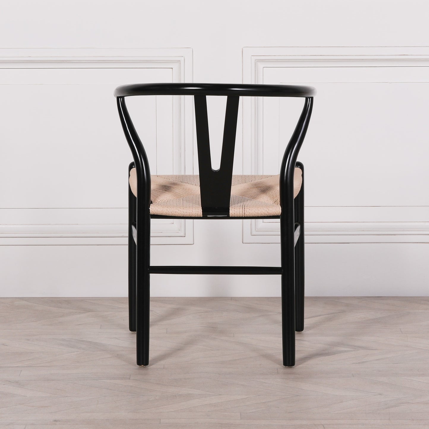 Black Wooden Round Column Dining Table With 4 Chairs