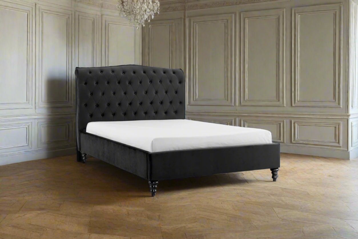 black velvet kingsize bed classical style heritage home uk