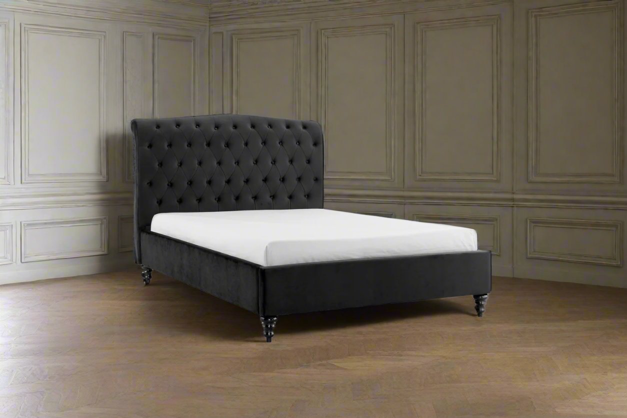 classical style black velvet double bed heritage home uk