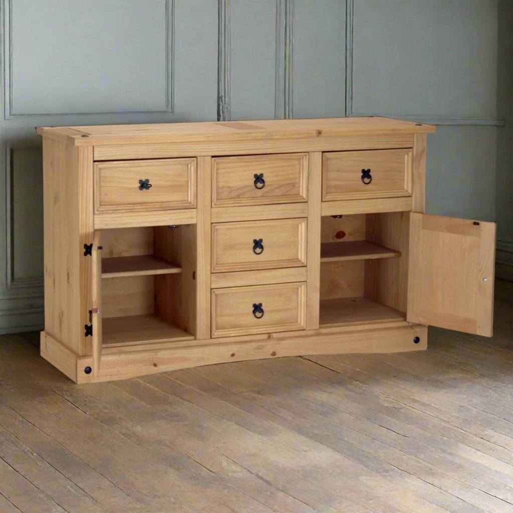 cotswold sideboard doors open natural wooden Heritage Home UK Fine Home Furniture