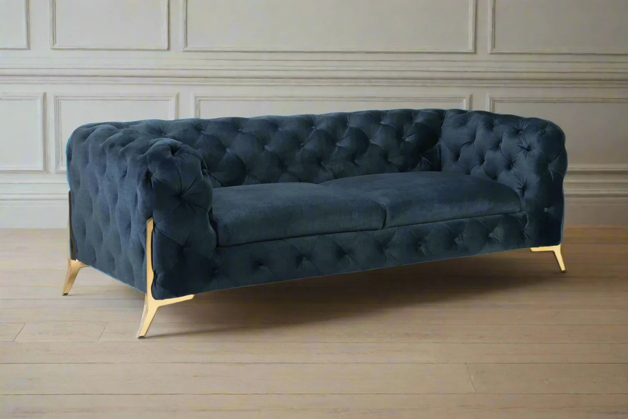 deep ocean blue chesterfield style modern sofa heritage home uk