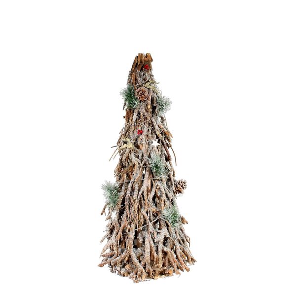 84cm Wooden Frosted Decorative Christmas Twig Tree with Lights