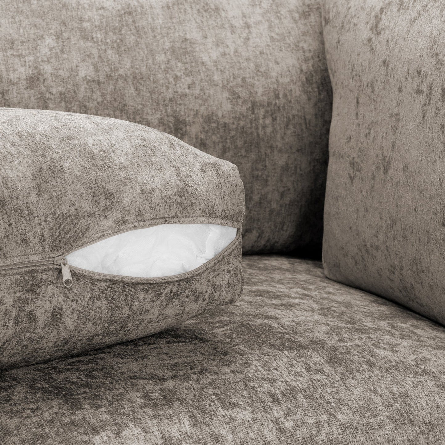The Olivia U-Shape Sofa In Truffle Full-back Model