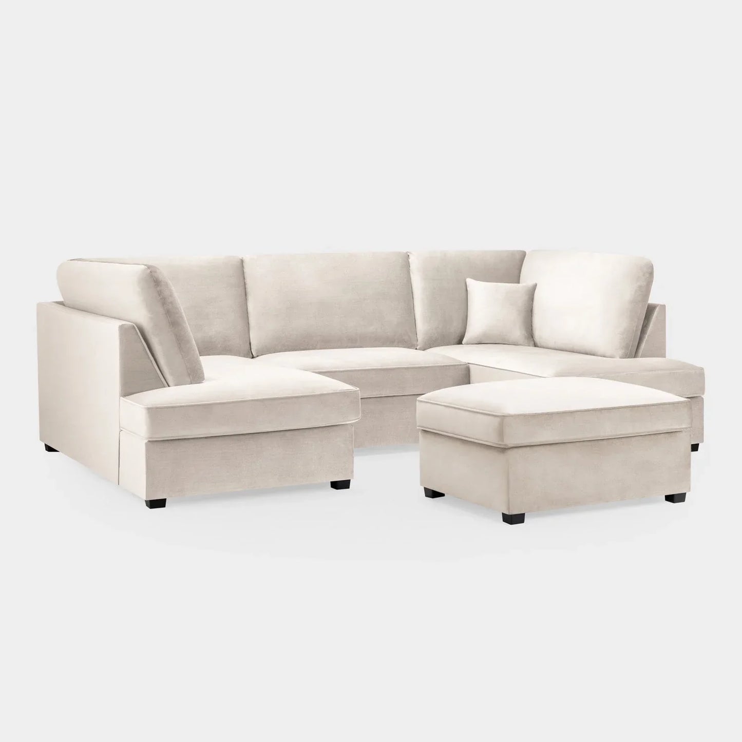 Valencia Cinema U-Shape Sofa In Plush Velvet Beige