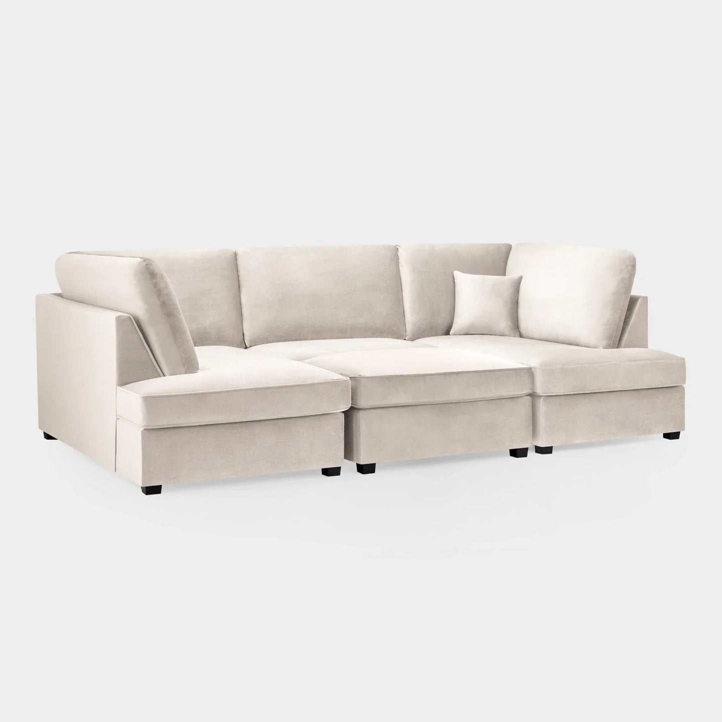 Valencia Cinema U-Shape Sofa In Plush Velvet Beige