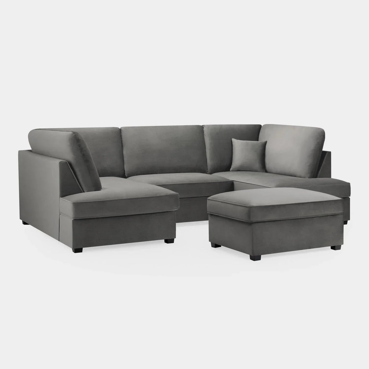 Valencia Cinema U-Shape Sofa In Plush Velvet Grey