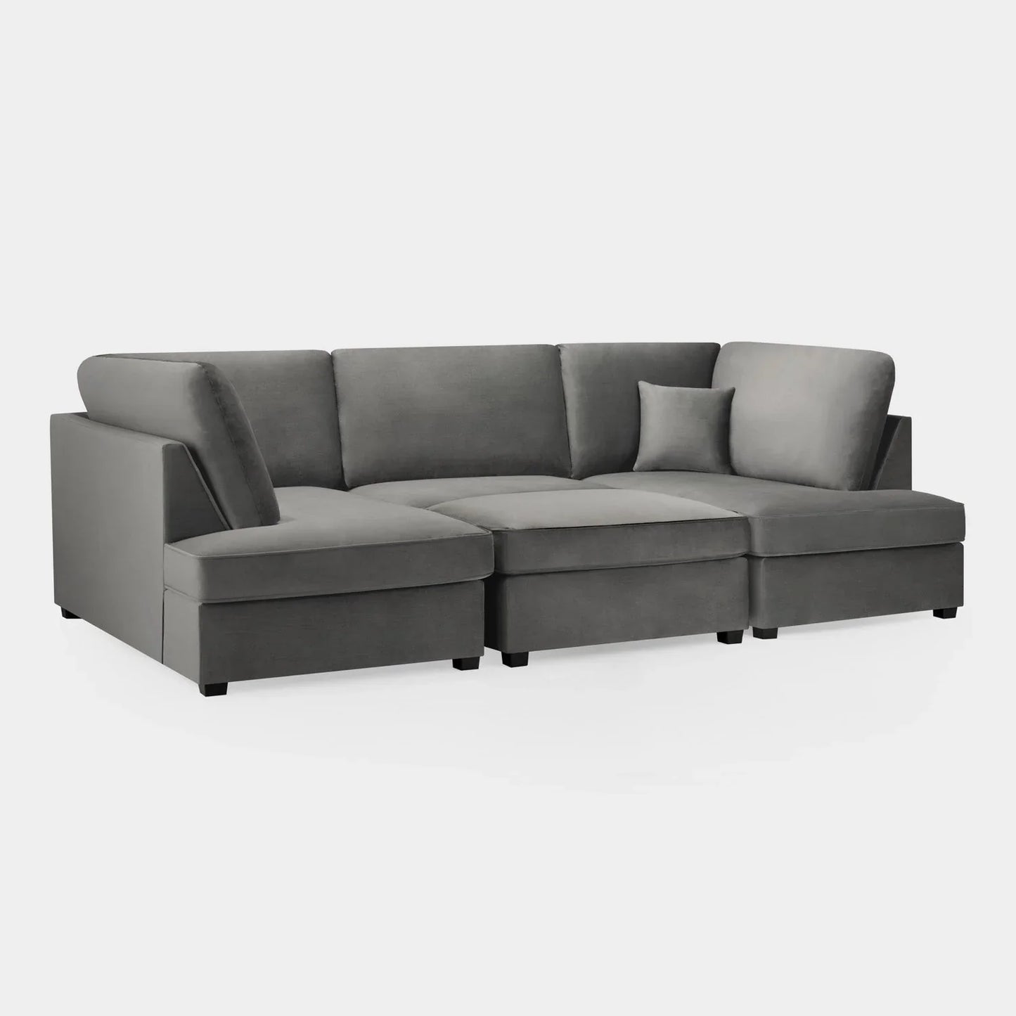 Valencia Cinema U-Shape Sofa In Plush Velvet Grey