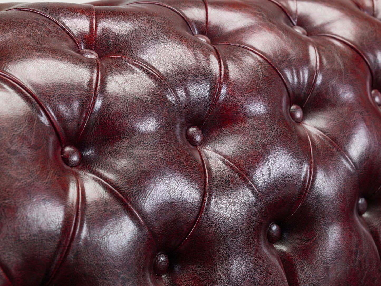 3 Seater Antique Oxblood Red Leather Chesterfield Sofa