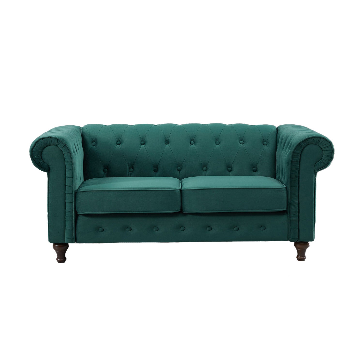 Green Velvet Upholstered 2 Seater Chesterfield Sofa