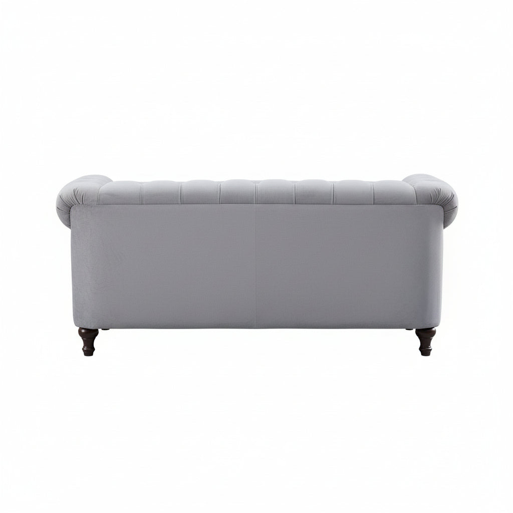 Grey Velvet Upholstered 2 Seater Chesterfield Sofa