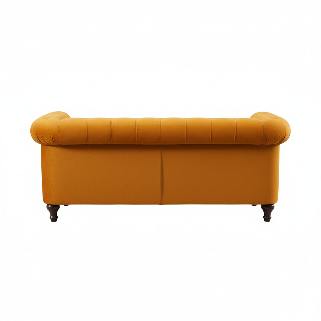 Burnt Orange Velvet Upholstered 2 Seater Chesterfield Sofa