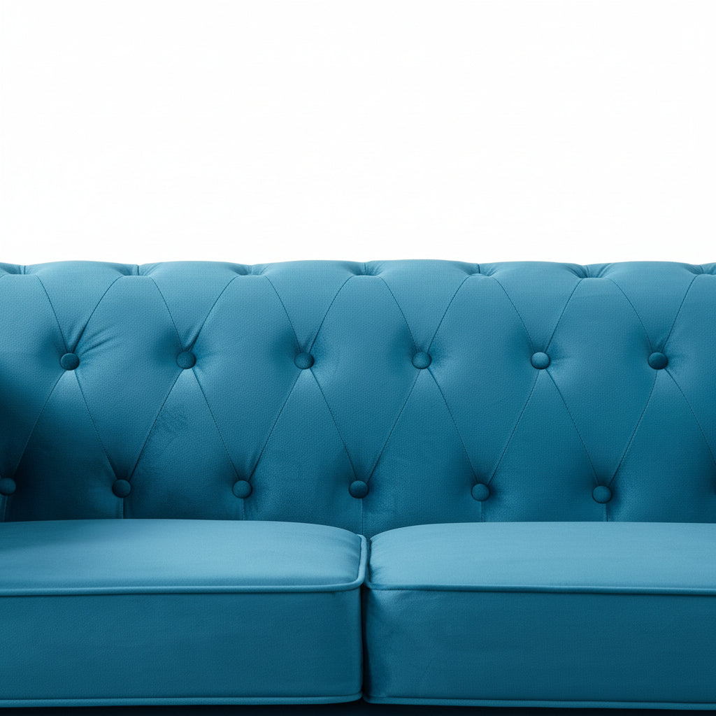 Teal Velvet Upholstered 3 Seater Chesterfield Sofa