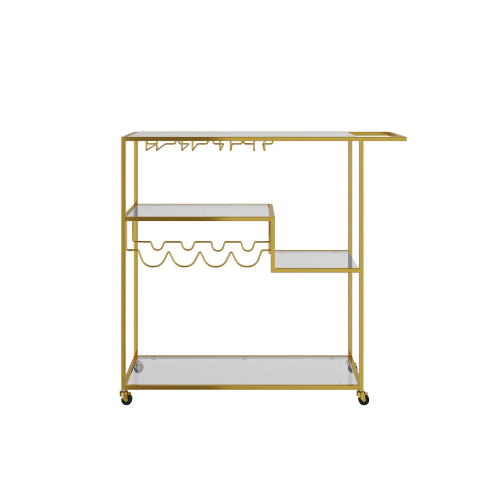 Harry Christian Home Art Deco Gold Drinks Trolley With Racks