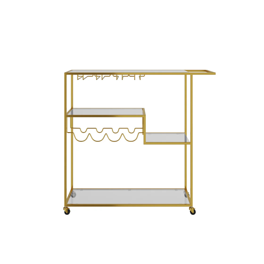 Harry Christian Home Art Deco Gold Drinks Trolley With Racks