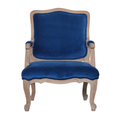 Heritage Collection Royal Blue Velvet French Chair