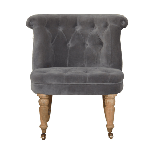 Heritage Collection Grey Velvet Accent Chair