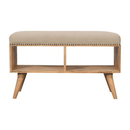 Heritage Collection Studded Linen Open Bench