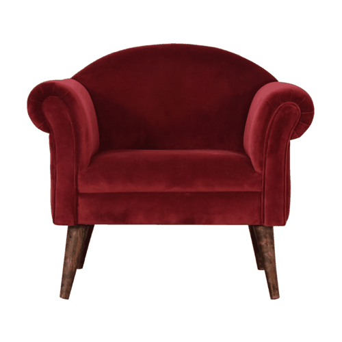 Heritage Collection Wine Velvet Nordic Style Armchair
