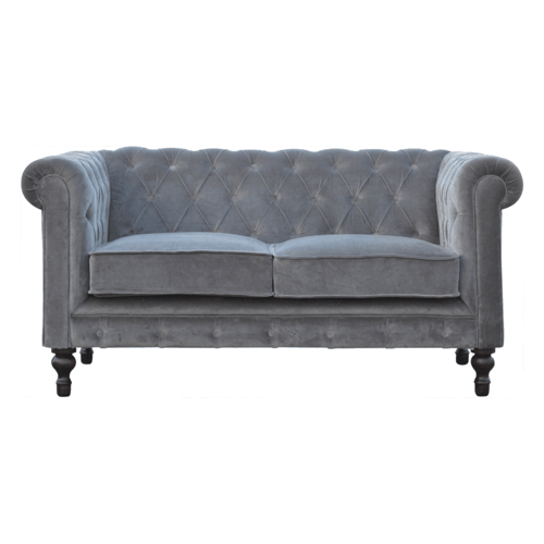 Heritage Collection Grey Velvet Chesterfield Sofa