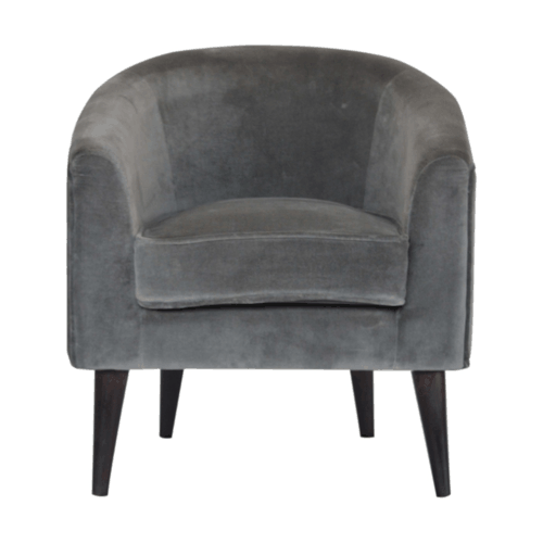 Heritage Collection Grey Velvet Nordic Style Armchair