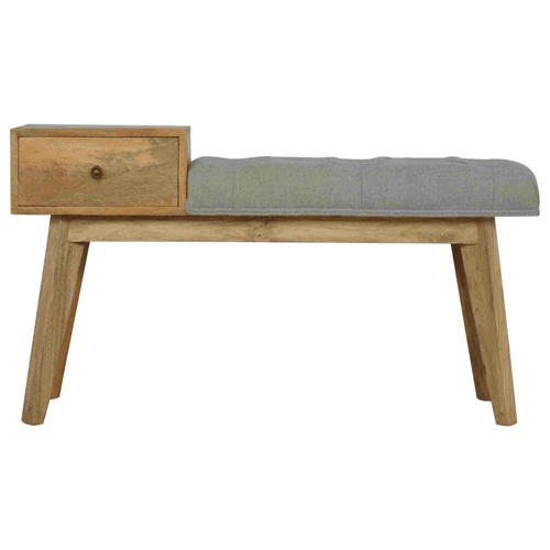 Heritage Collection Grey Tweed Hallway Bench with 1 Drawer