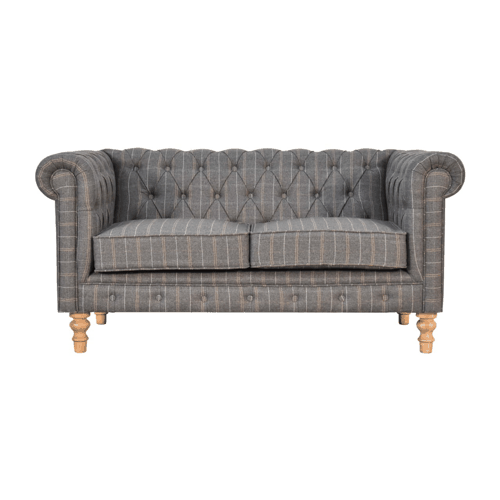 Heritage Collection Pewter Tweed 2 Seat Chesterfield Sofa