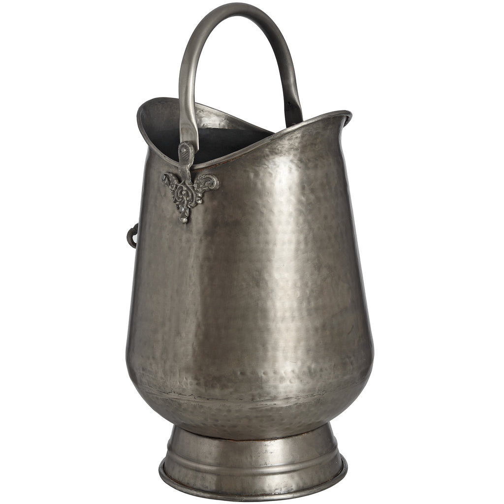 Antique Pewter Coal Bucket with Shovel