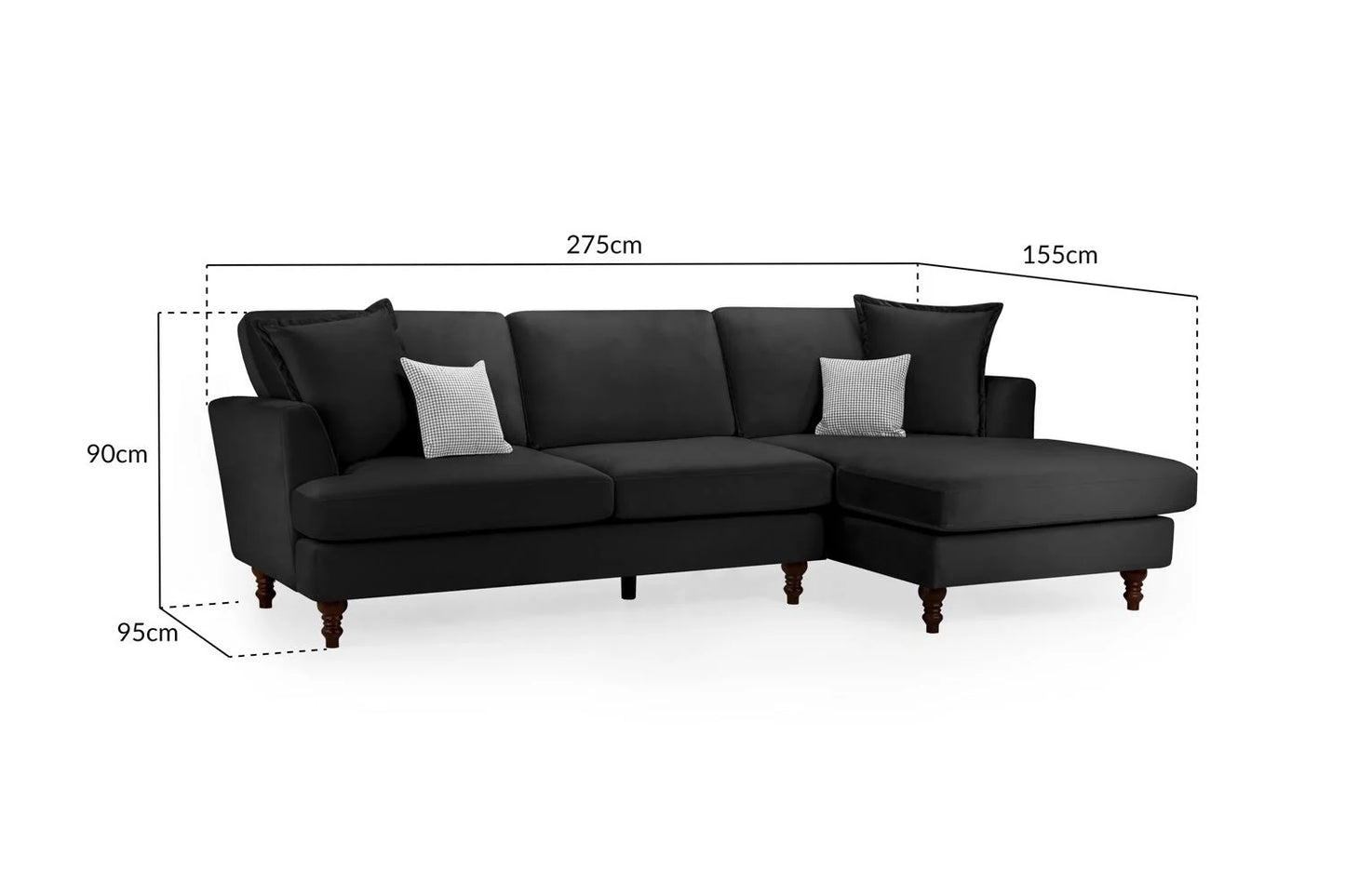 Bari Sofa Black Right Hand Facing Corner