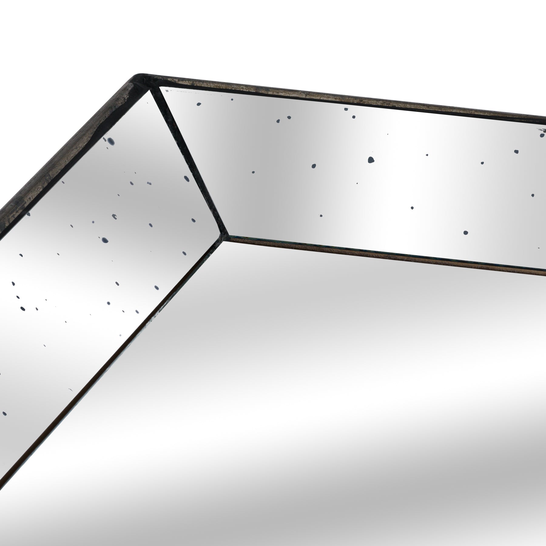 Astor Distressed Mirrored Square Tray With Wooden Detailing Large