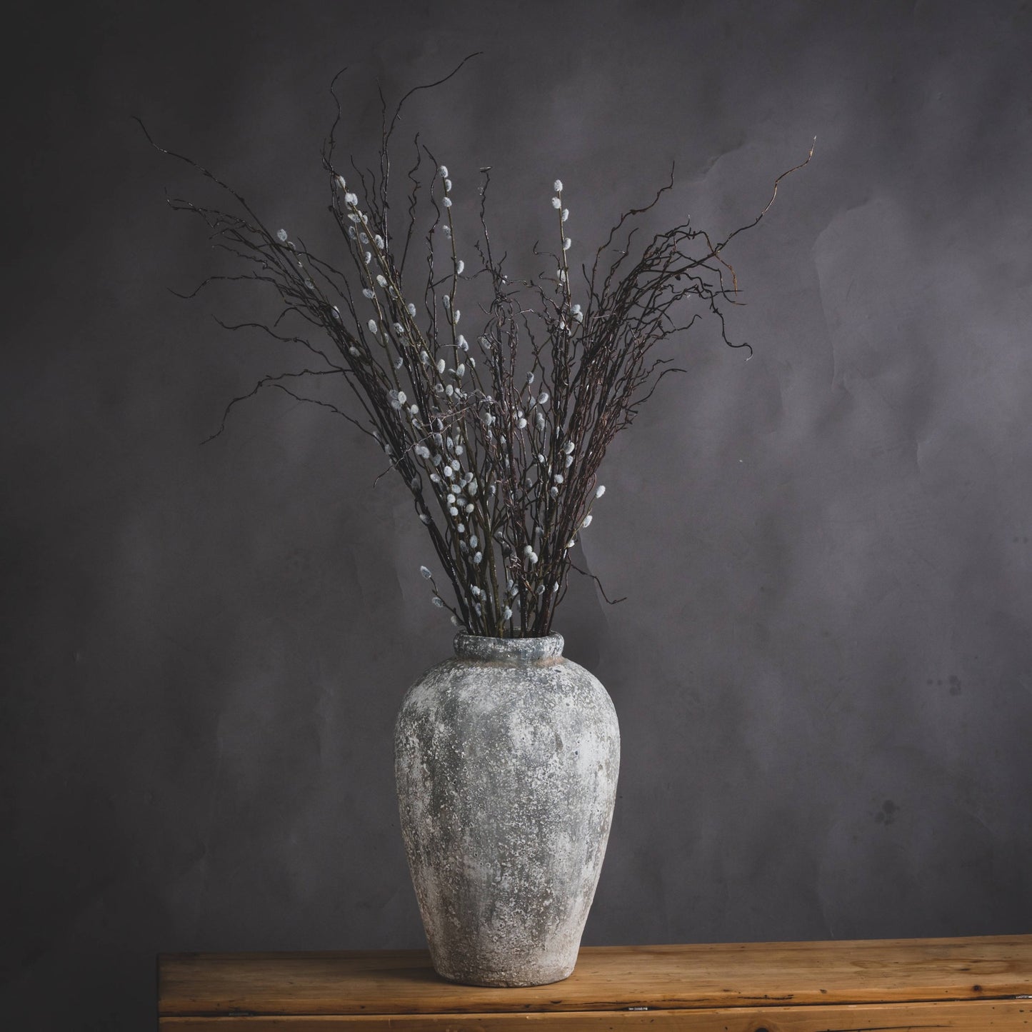 Aged Stone Tall Ceramic Vase