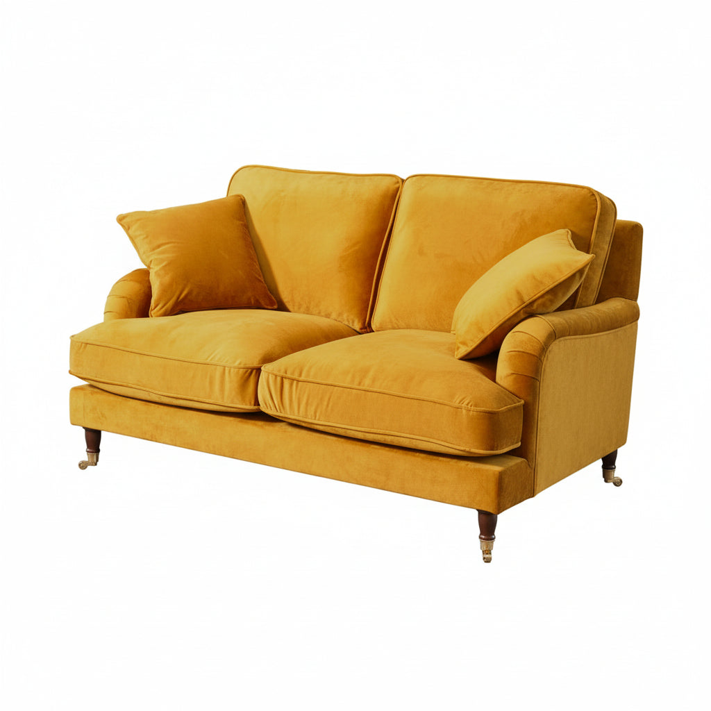 Mustard Yellow Velvet 2 Seater Sofa