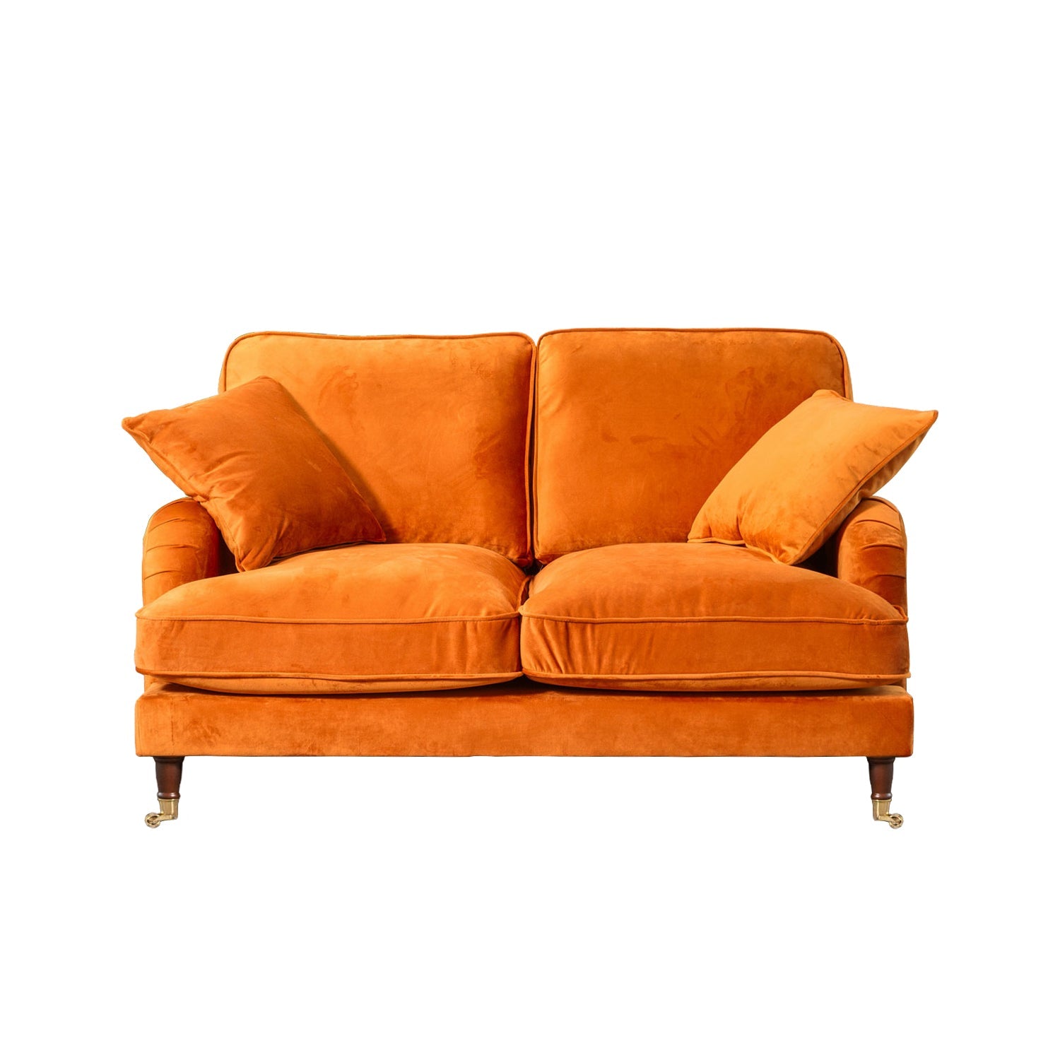 Burnt Orange Velvet 2 Seater Sofa
