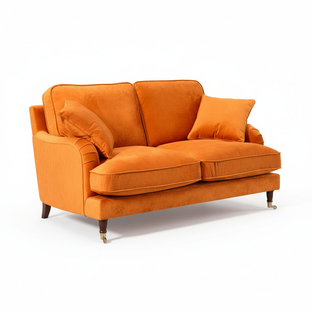 Burnt Orange Velvet 2 Seater Sofa