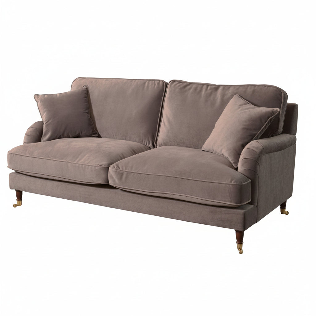 Mole Brown Velvet 3 Seater Sofa