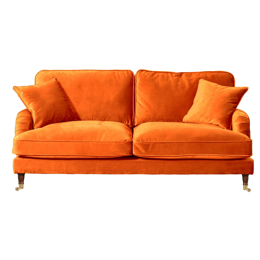 Burnt Orange Velvet 3 Seater Sofa