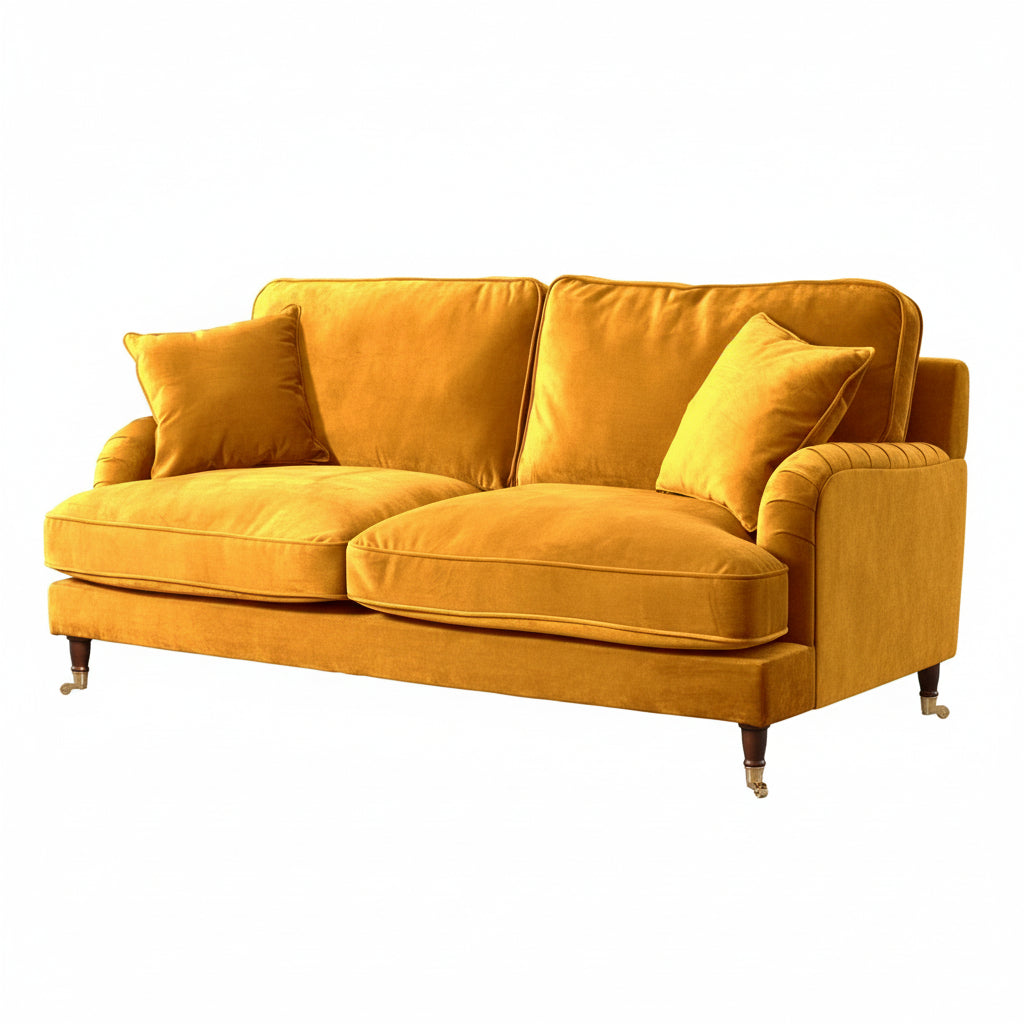 Mustard Yellow Velvet 3 Seater Sofa