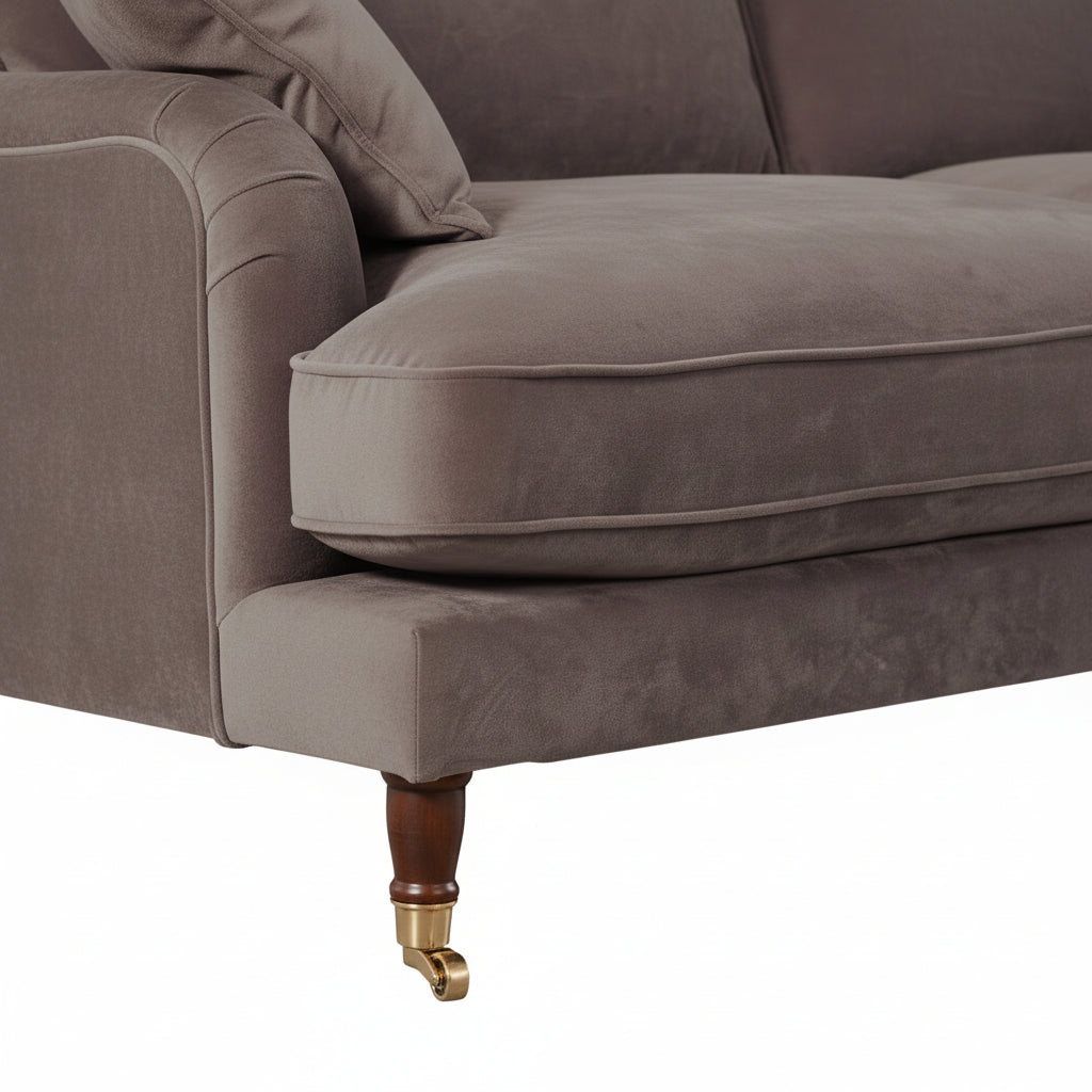 Mole Brown Velvet 3 Seater Sofa