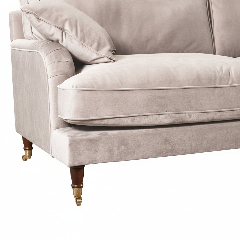Silver Velvet 4 Seater Sofa
