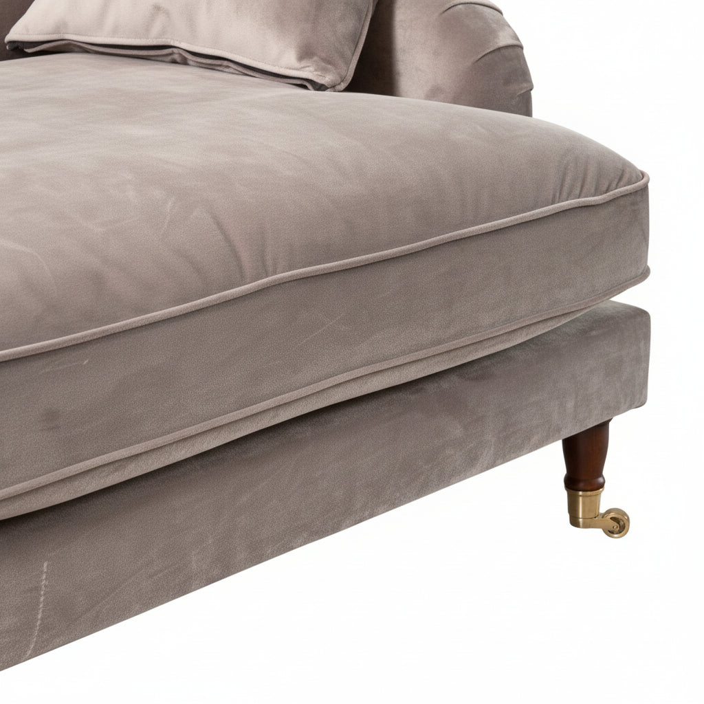 Grey Velvet 4 Seater Sofa