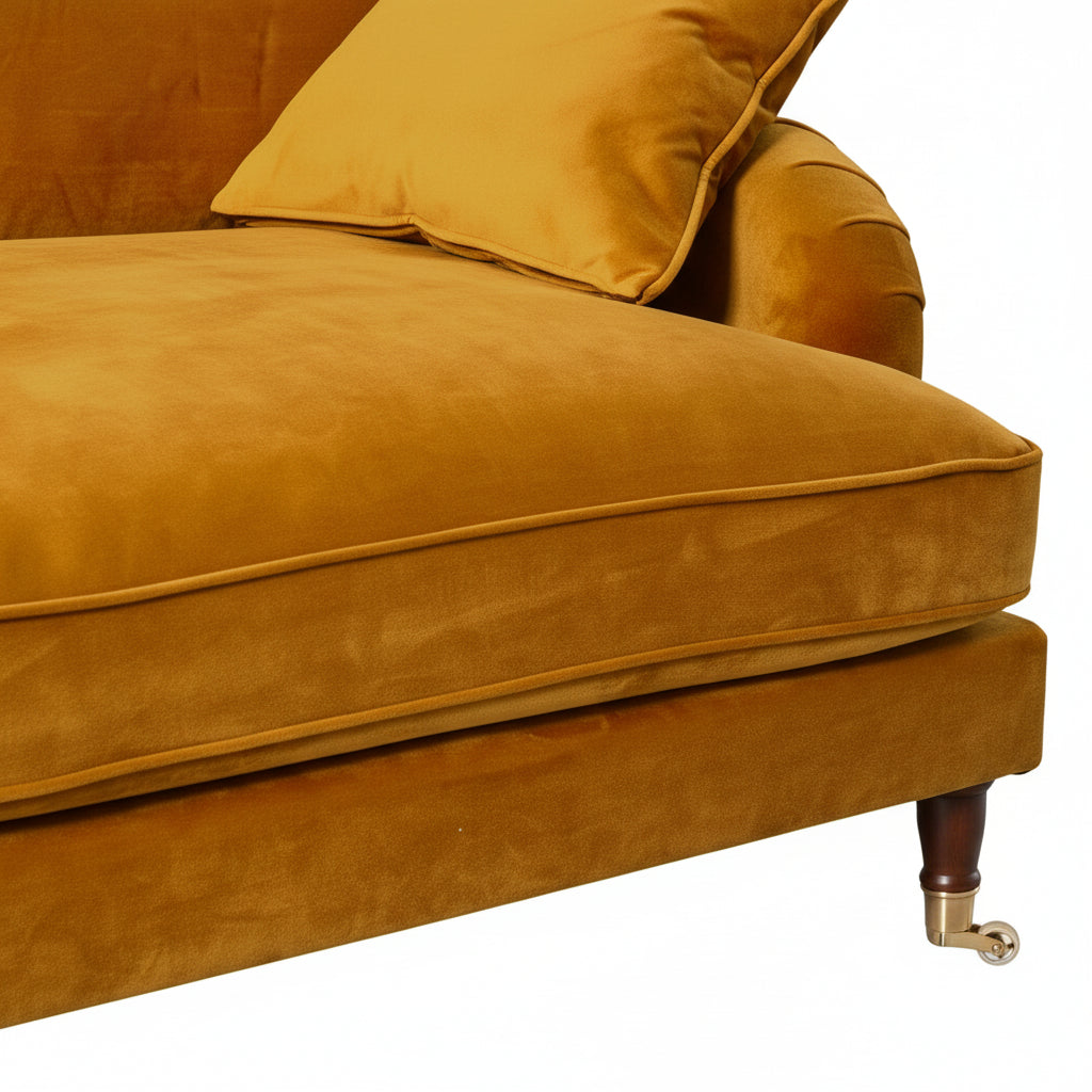 Mustard Yellow Velvet 3 Seater Sofa