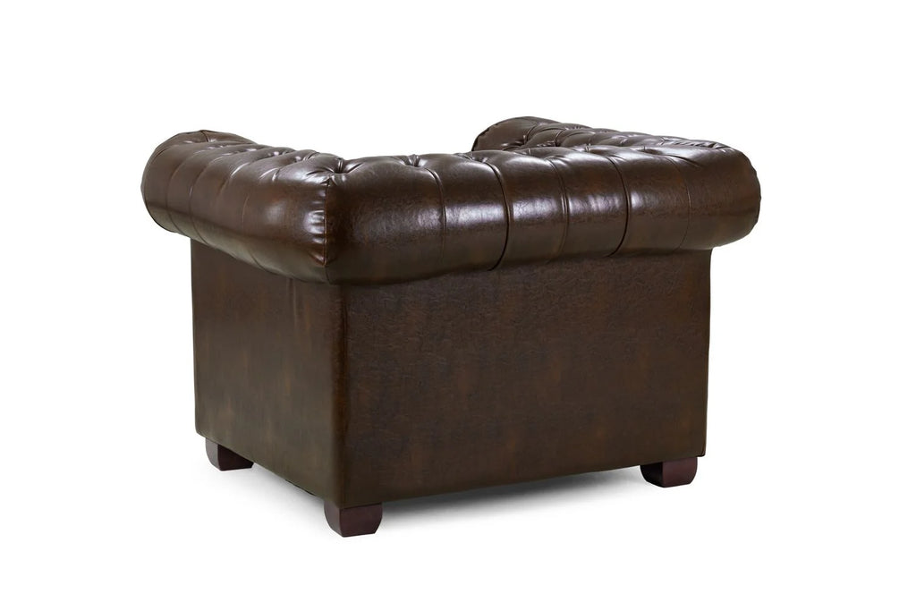 The Lancaster Chesterfield Armchair In Antique Brown Leather