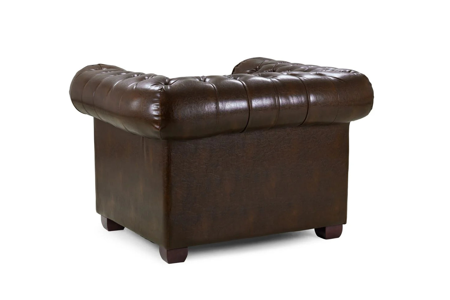 Chesterfield Sofa Armchair In Antique Brown Leather