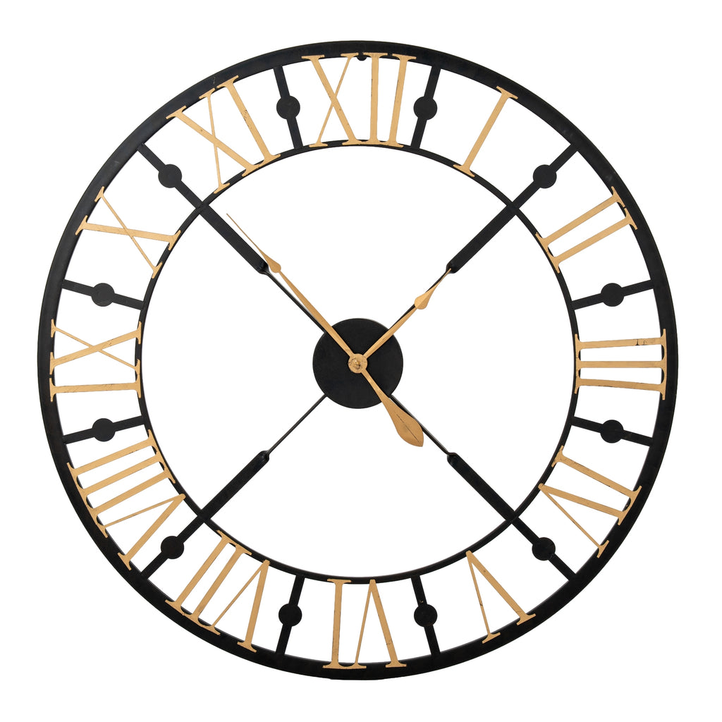 Harry Christian Home Black & Gold Skeleton Wall Clock